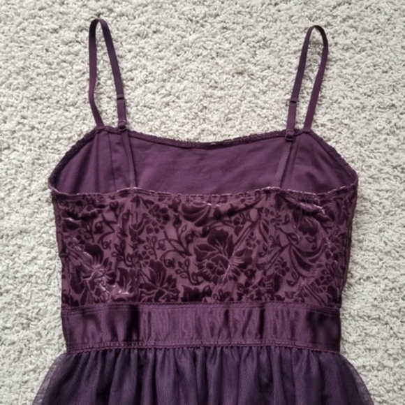 Garage Burnout Velvet & Tulle Mini Dress in Eggplant - Picture 6 of 10